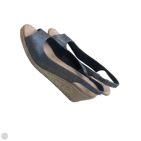 Sandals Heels Wedge By White Mountain In Black & Silver, Size: 8