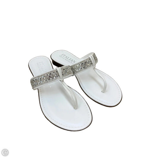 Sandals Flip Flops By Italian Shoemakers In Silver & White, Size: 7