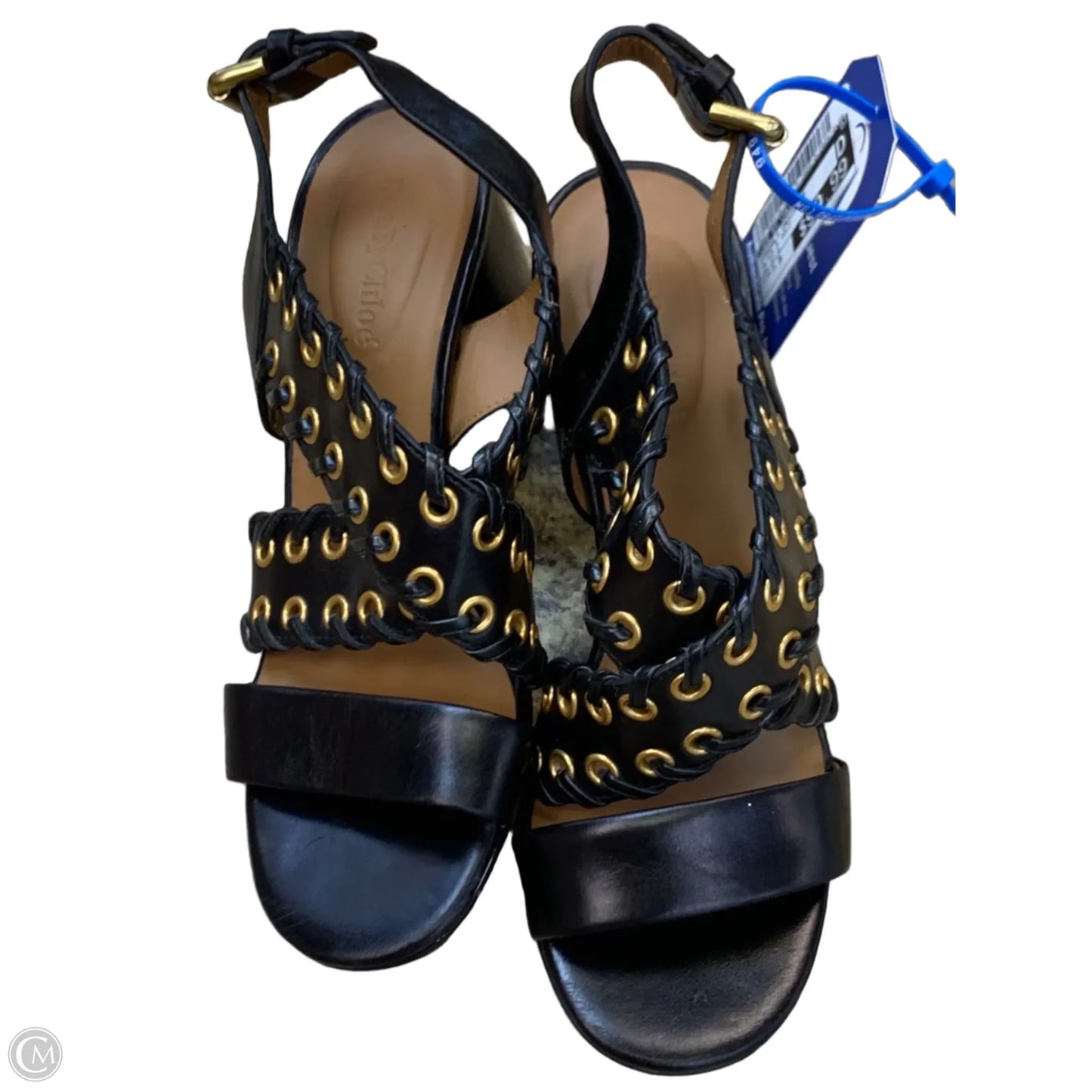 Sandals Designer By See By Chloe In Black & Gold, Size: 7.5