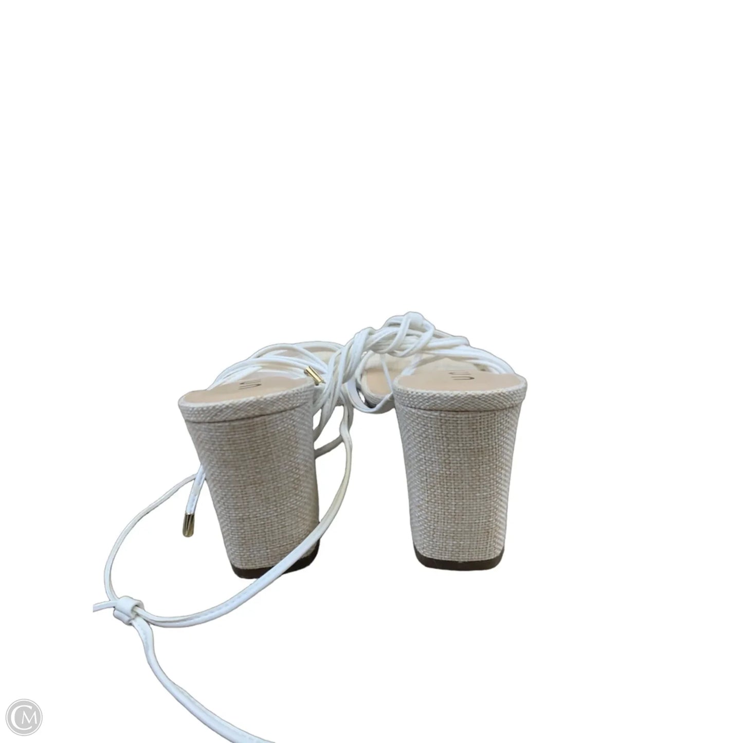 Sandals Heels Block By Unisa In Tan & White, Size: 10