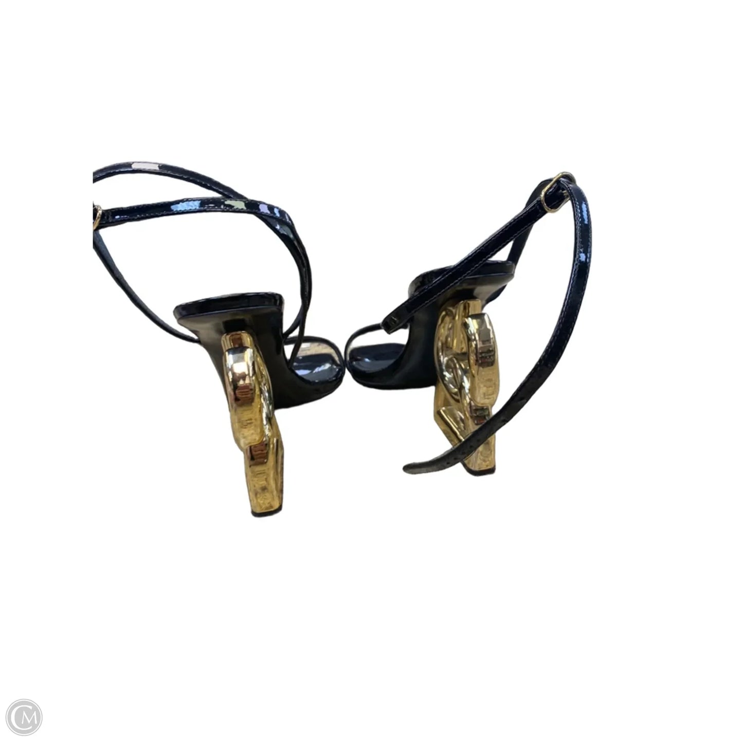 Sandals Luxury Designer By Dolce And Gabbana In Black & Gold, Size: 10