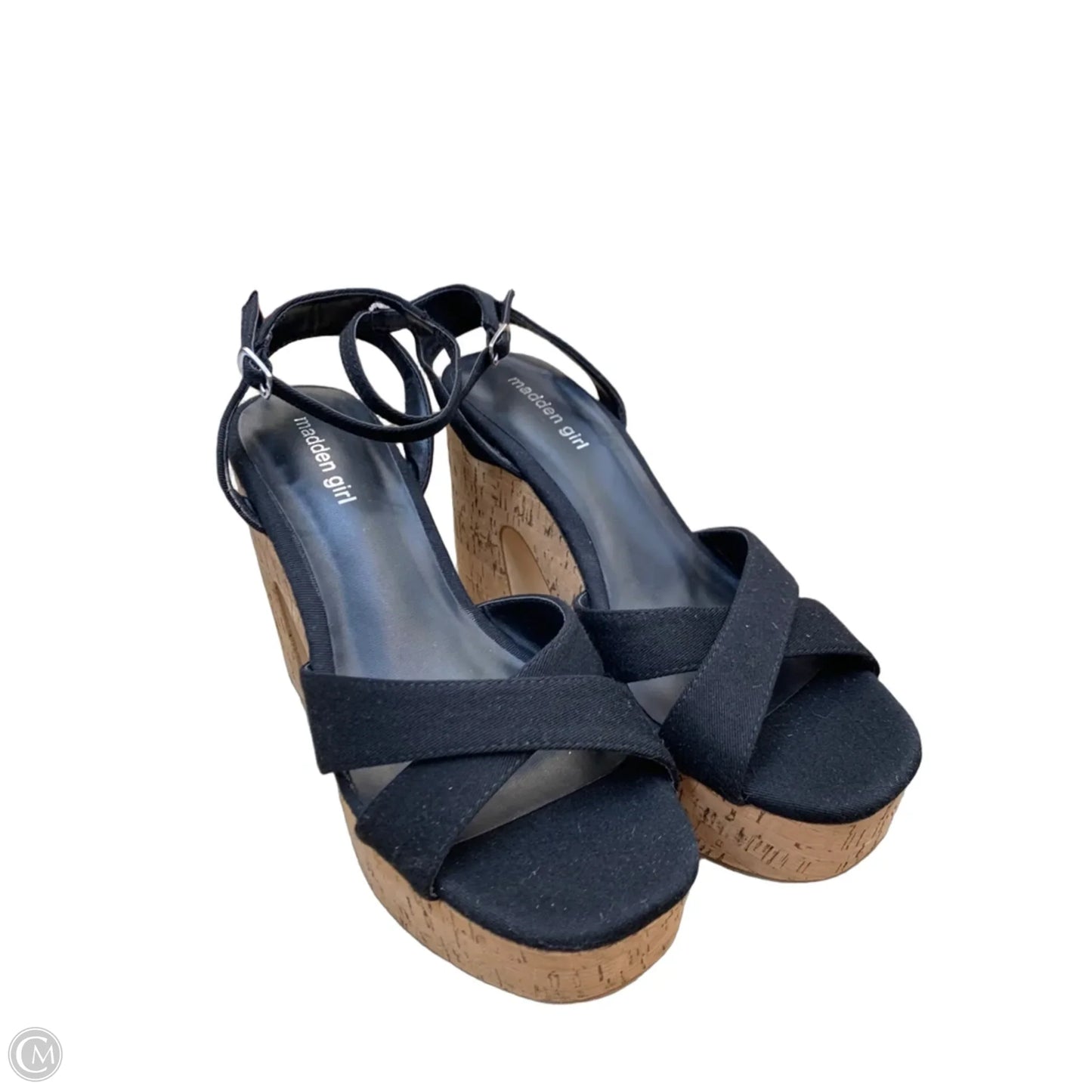 Sandals Heels Block By Madden Girl In Black & Tan, Size: 9