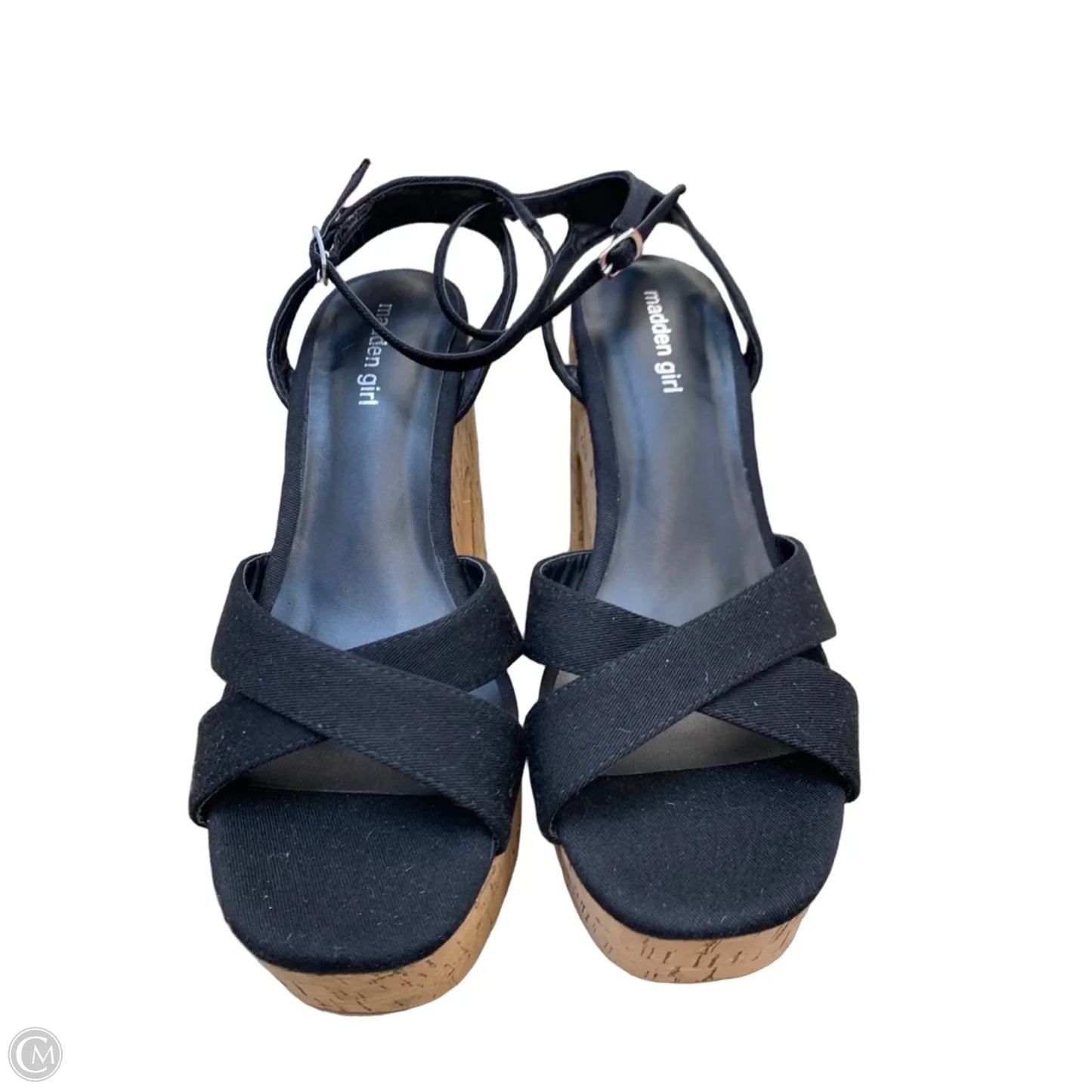 Sandals Heels Block By Madden Girl In Black & Tan, Size: 9