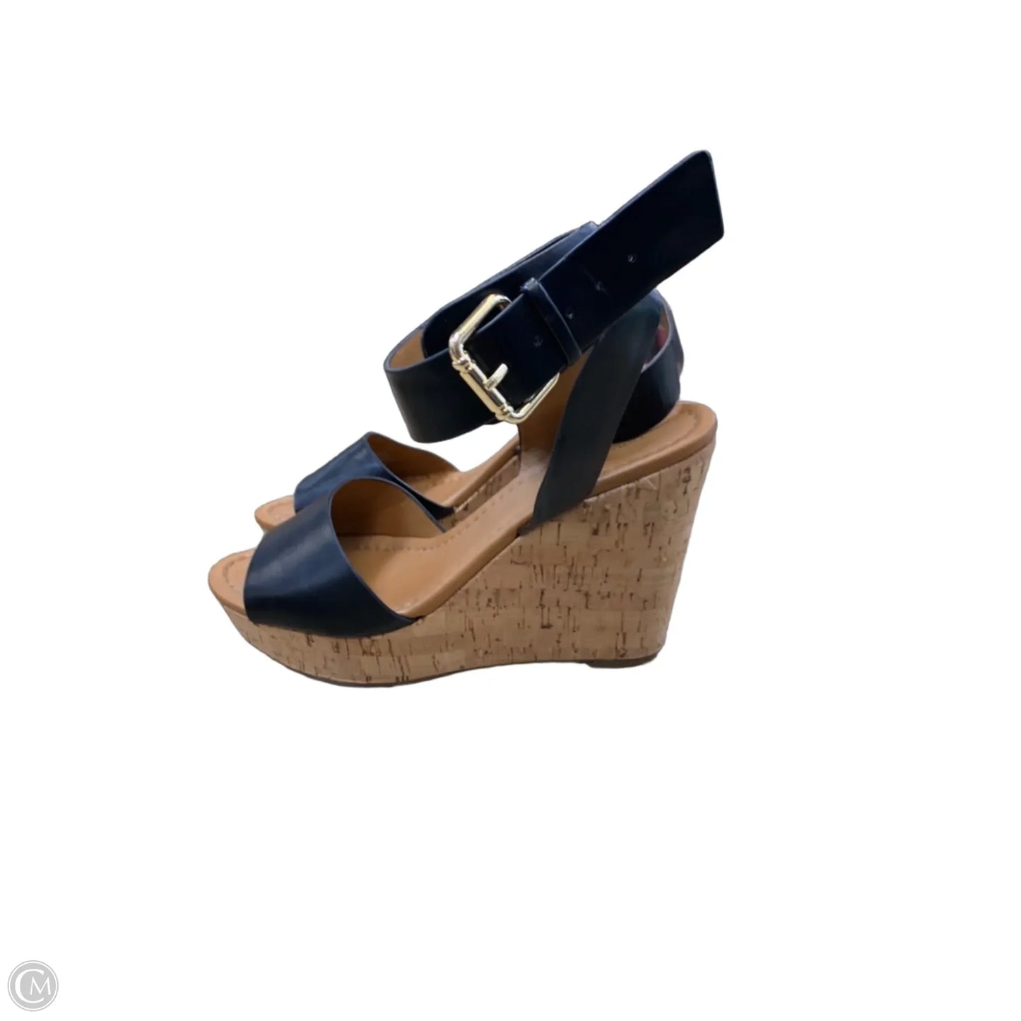 Sandals Heels Wedge By Tommy Hilfiger In Black & Tan, Size: 8.5