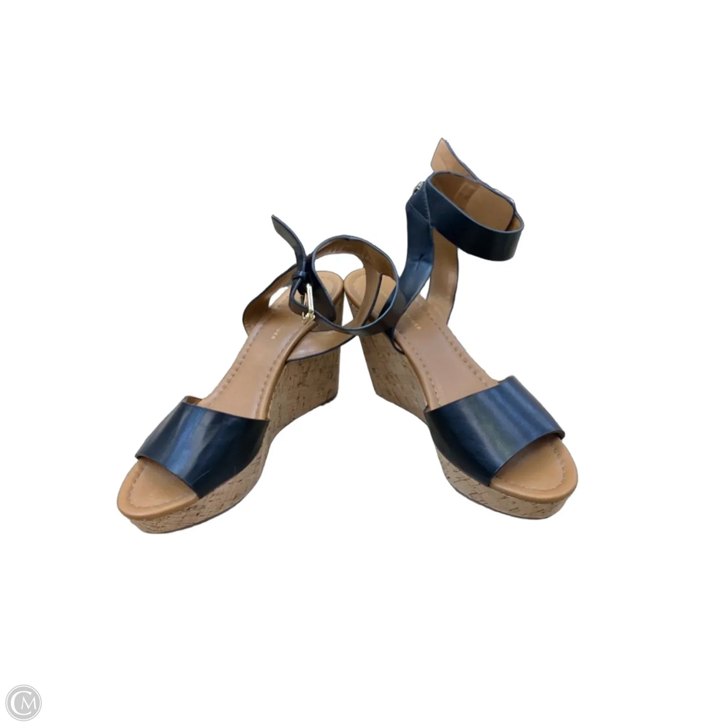 Sandals Heels Wedge By Tommy Hilfiger In Black & Tan, Size: 8.5