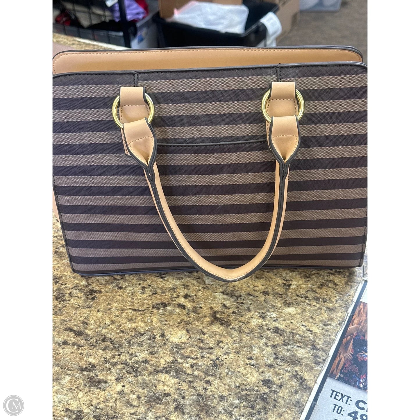 Handbag Leather By Adrienne Vittadini, Size: Large