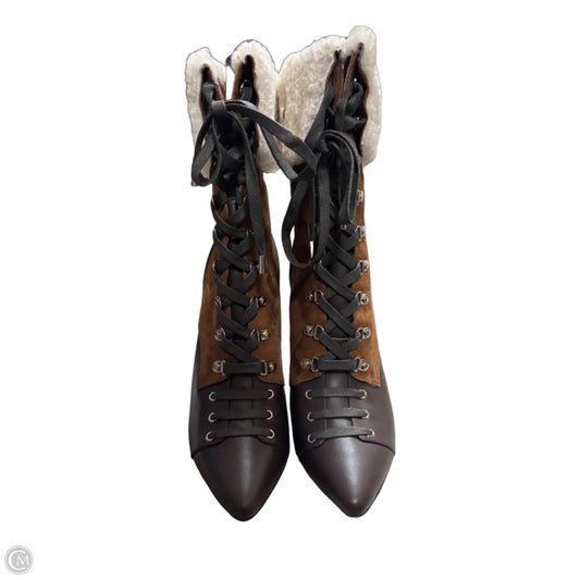 Boots Mid-calf Heels By Cme In Brown, Size: 10