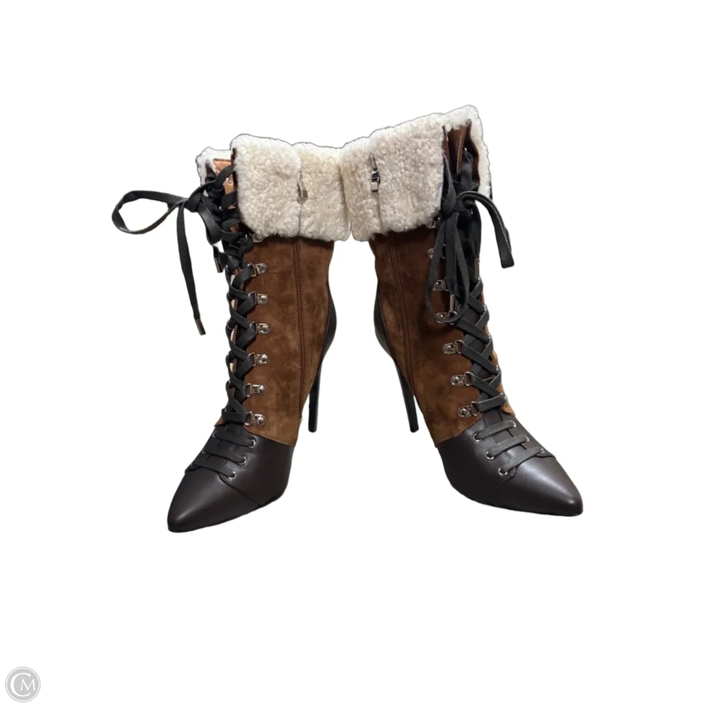Boots Mid-calf Heels By Cme In Brown, Size: 10