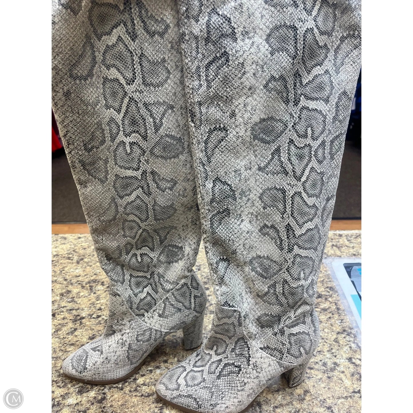 Boots Knee Heels By Express In Snakeskin Print, Size: 8