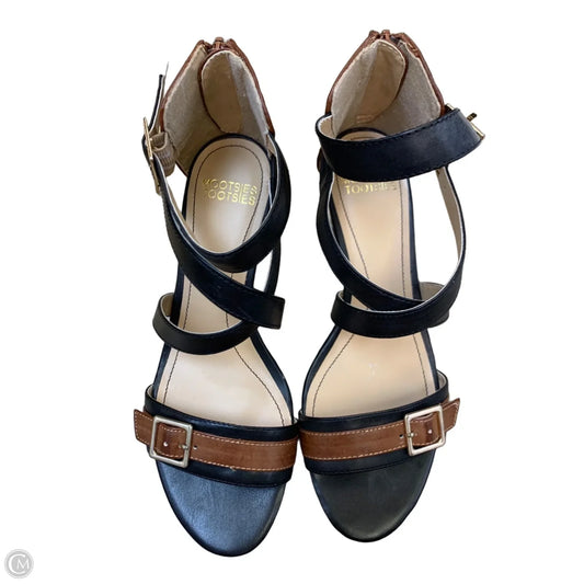 Sandals Heels Wedge By Mootsies Tootsies In Black & Brown, Size: 7.5