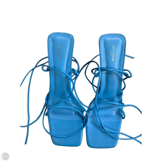 Sandals Heels Kitten By Pretty Little Thing In Blue, Size: 8
