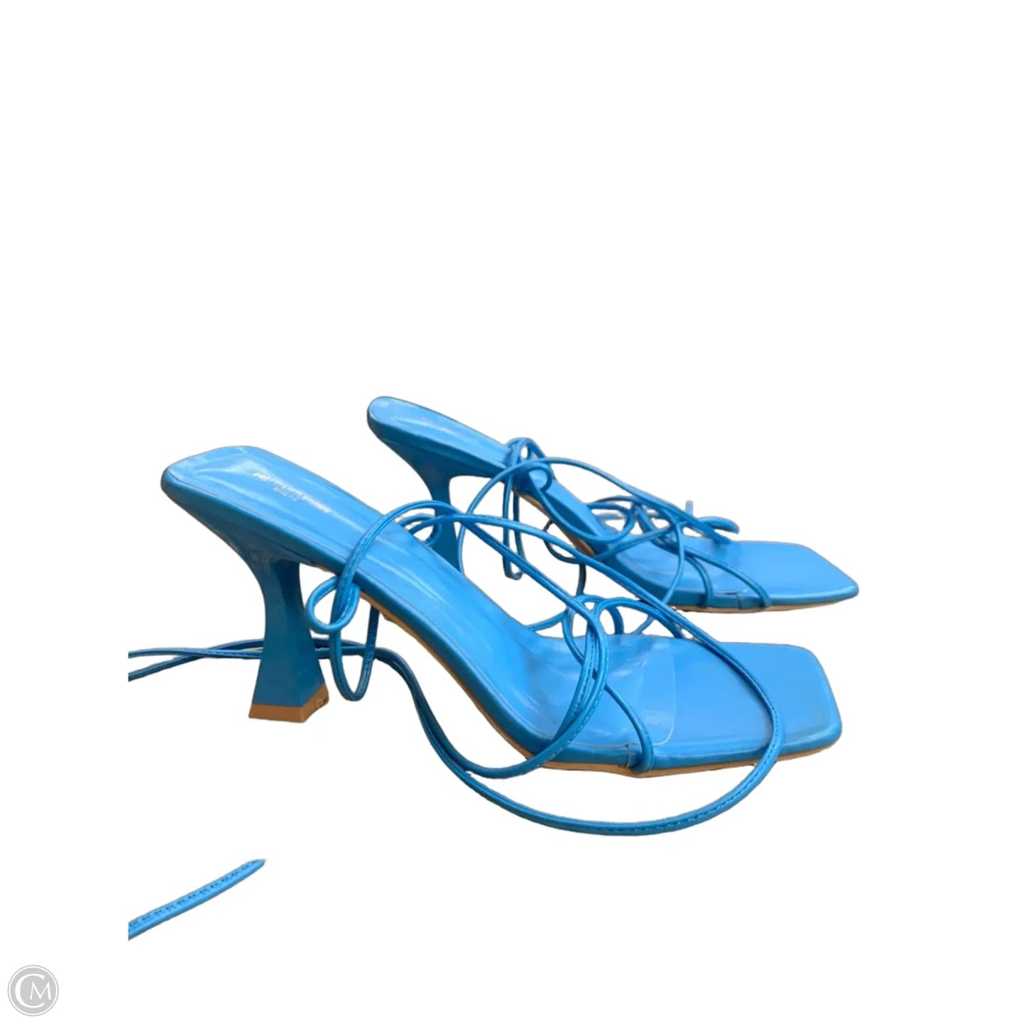Sandals Heels Kitten By Pretty Little Thing In Blue, Size: 8