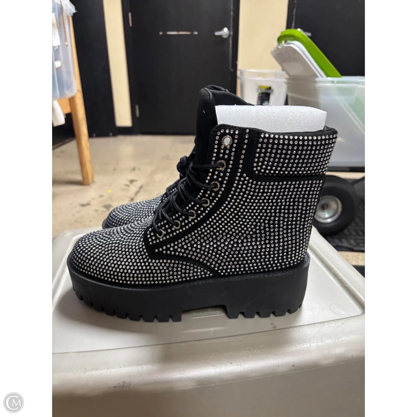 Boots Combat By Rouge In Black & Silver, Size: 11