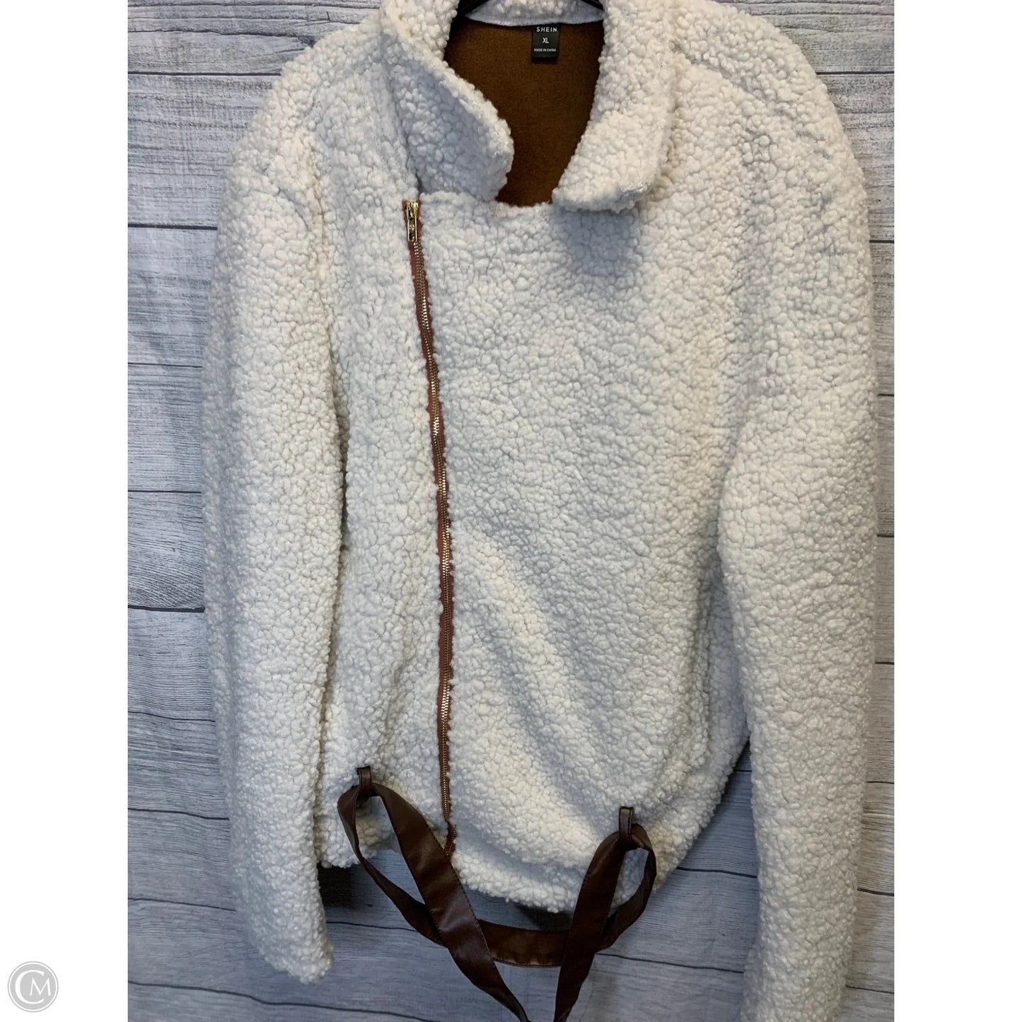 Jacket Faux Fur & Sherpa By Shein In Brown & Cream, Size: Xl