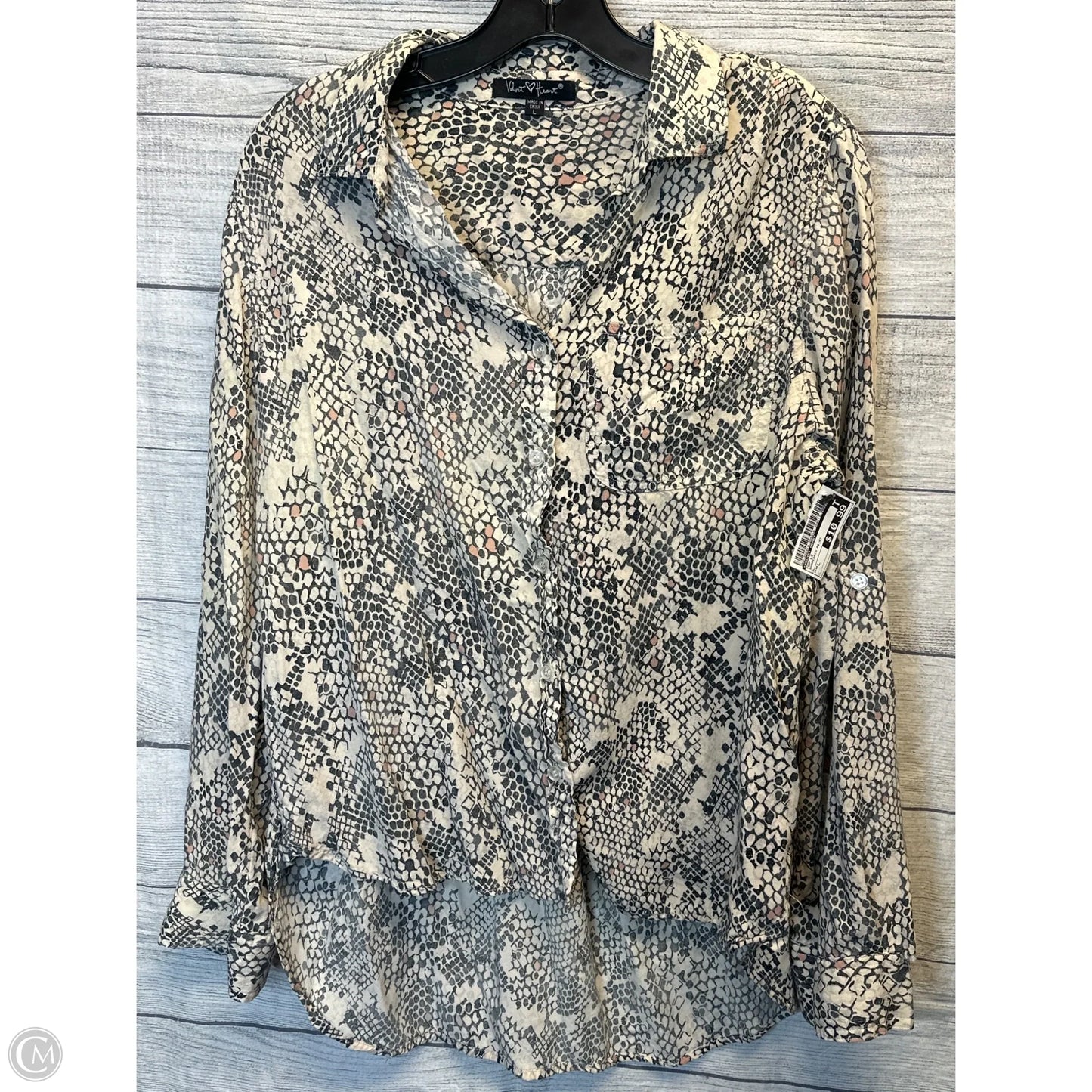Top Long Sleeve By Velvet Heart In Snakeskin Print, Size: L