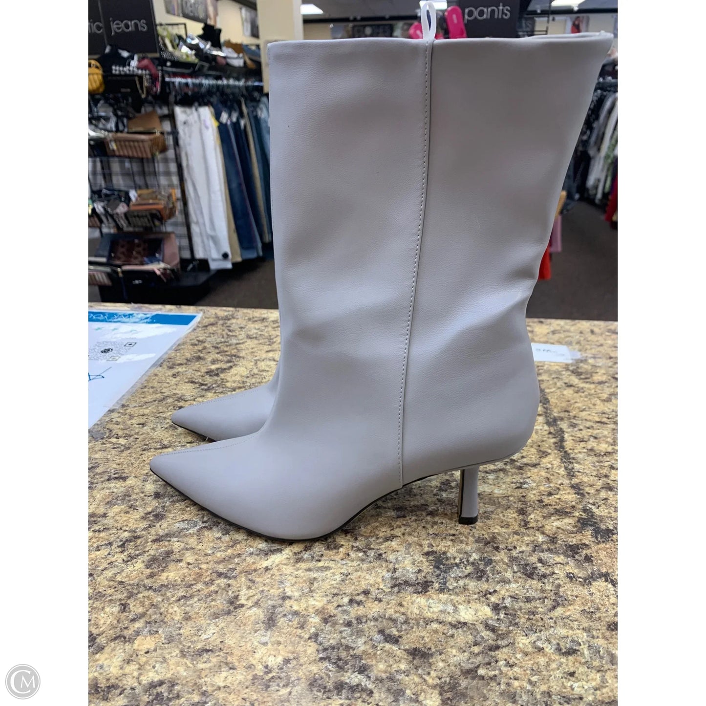 Boots Mid-calf Heels By H&m In Grey, Size: 8.5