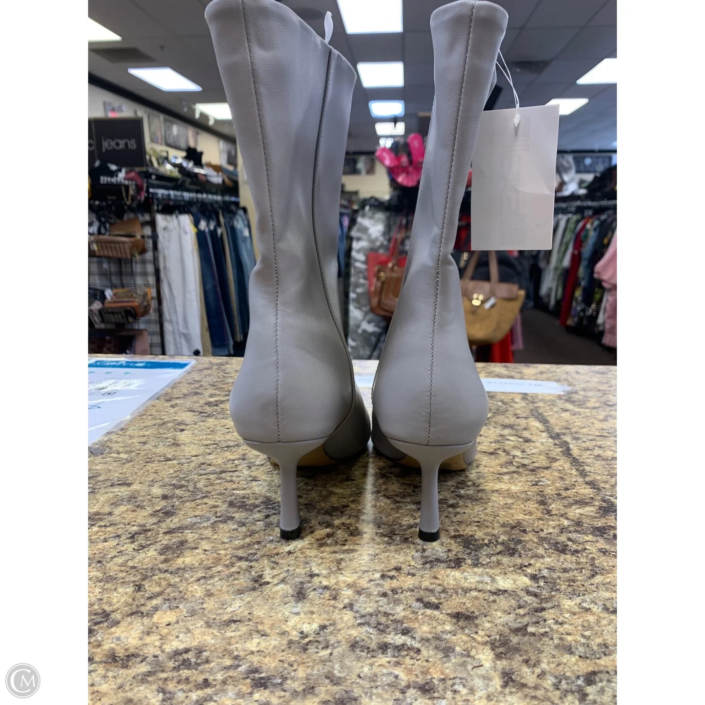 Boots Mid-calf Heels By H&m In Grey, Size: 8.5