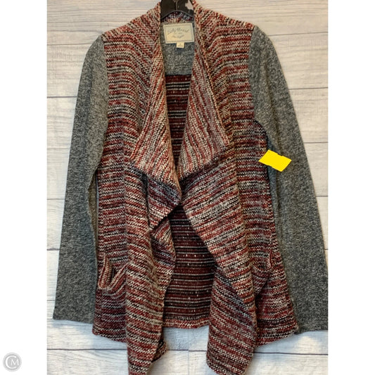Cardigan By Lucky Brand In Grey & Red, Size: S