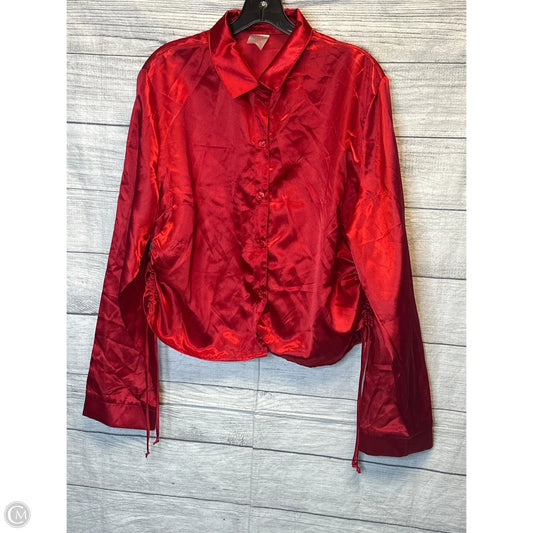 Blouse Long Sleeve By No Boundaries In Red, Size: Xxl