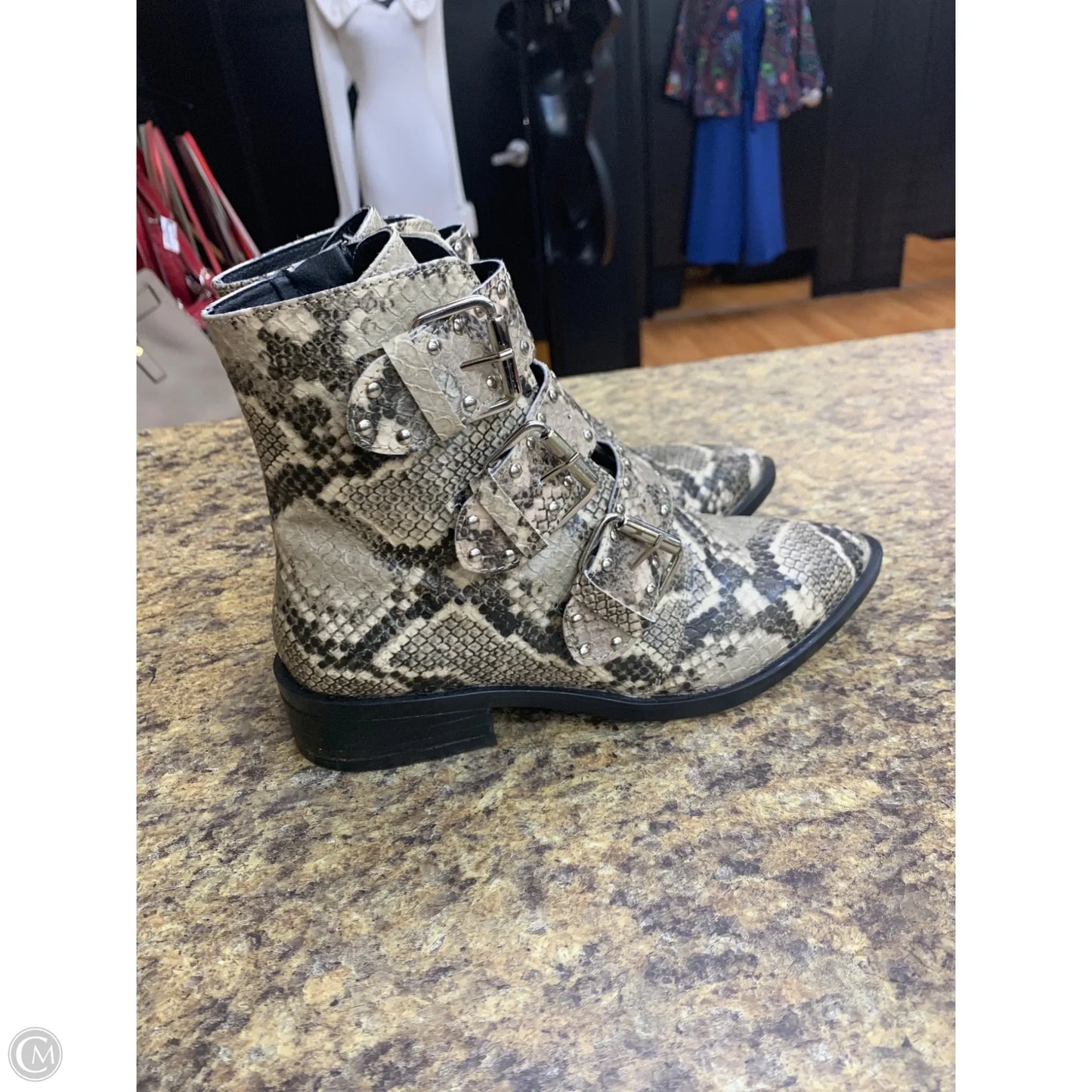 Boots Ankle Flats By Steve Madden In Snakeskin Print, Size: 6