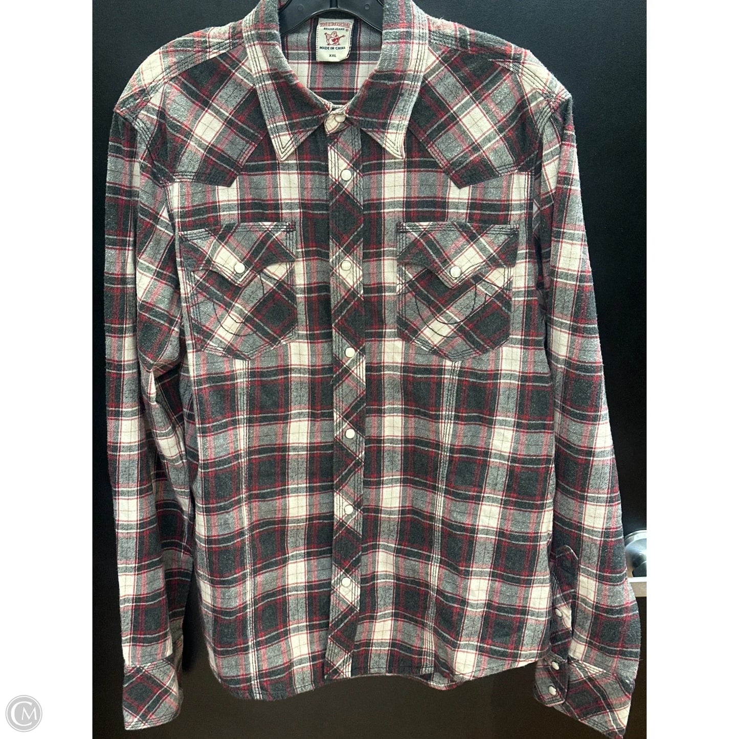 Top Long Sleeve By True Religion In Plaid Pattern, Size: Xxl
