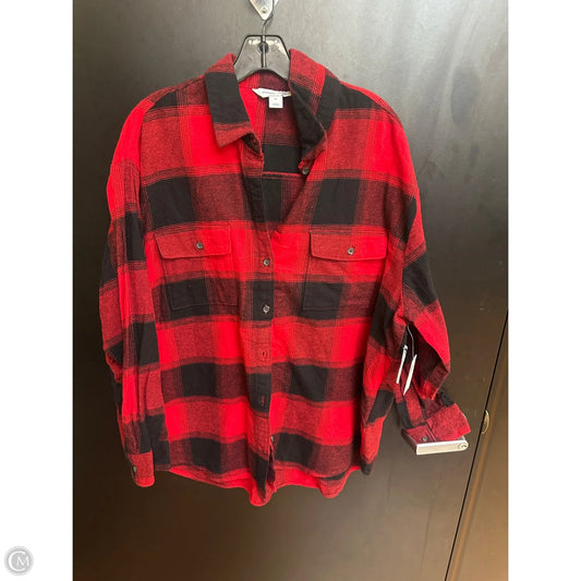 Top Long Sleeve By Old Navy In Plaid Pattern, Size: Xl