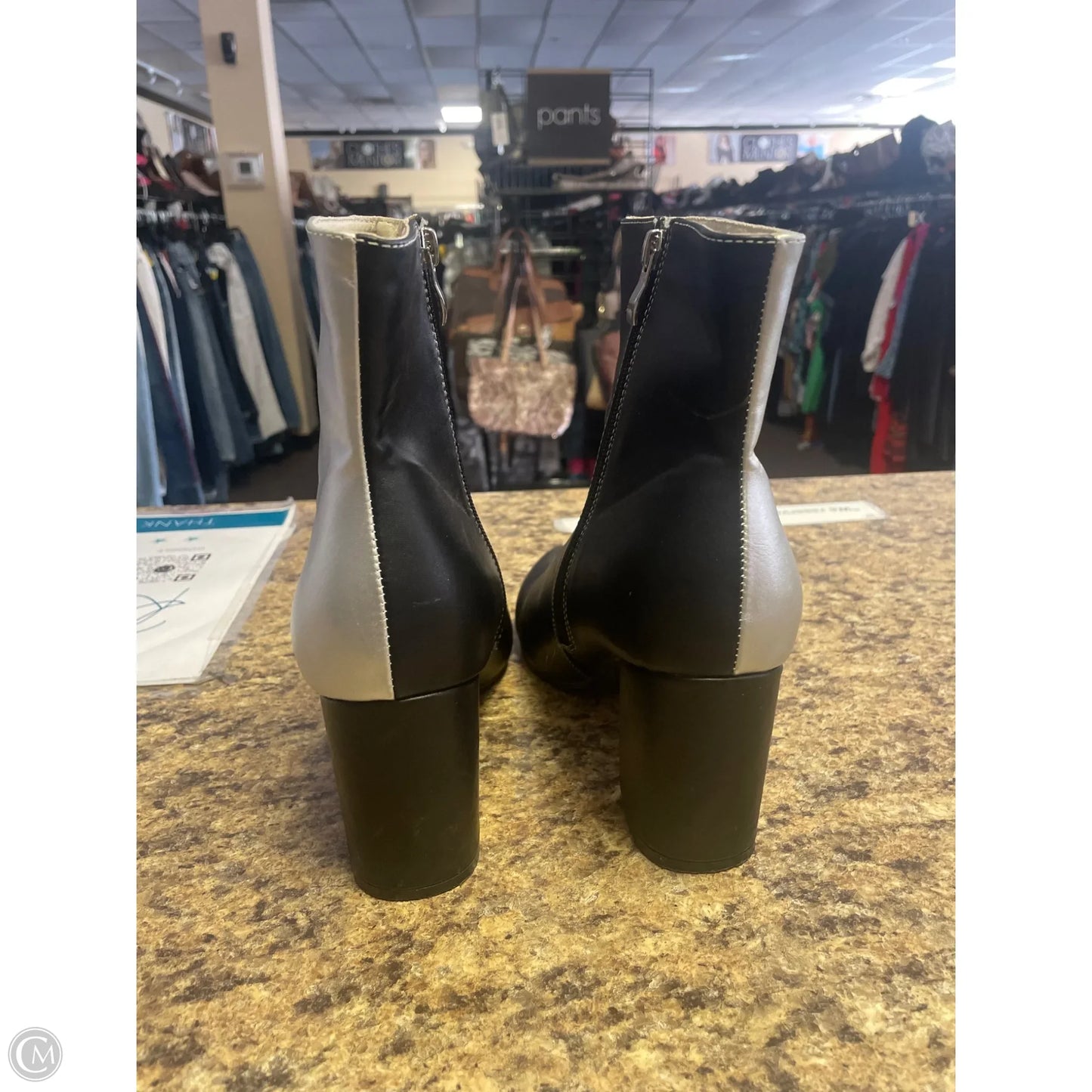 Boots Ankle Heels By Nasty Gal In Black & Silver, Size: 7