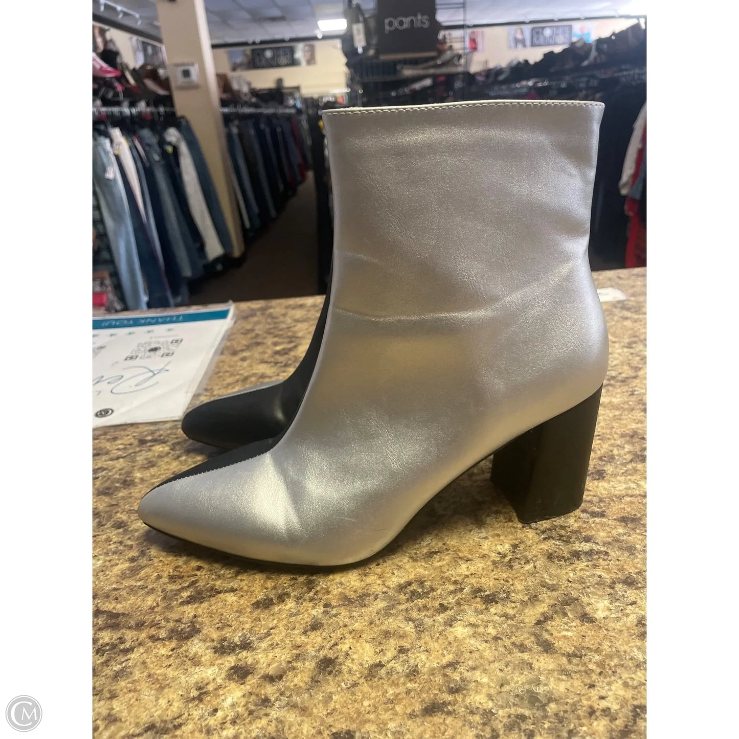 Boots Ankle Heels By Nasty Gal In Black & Silver, Size: 7