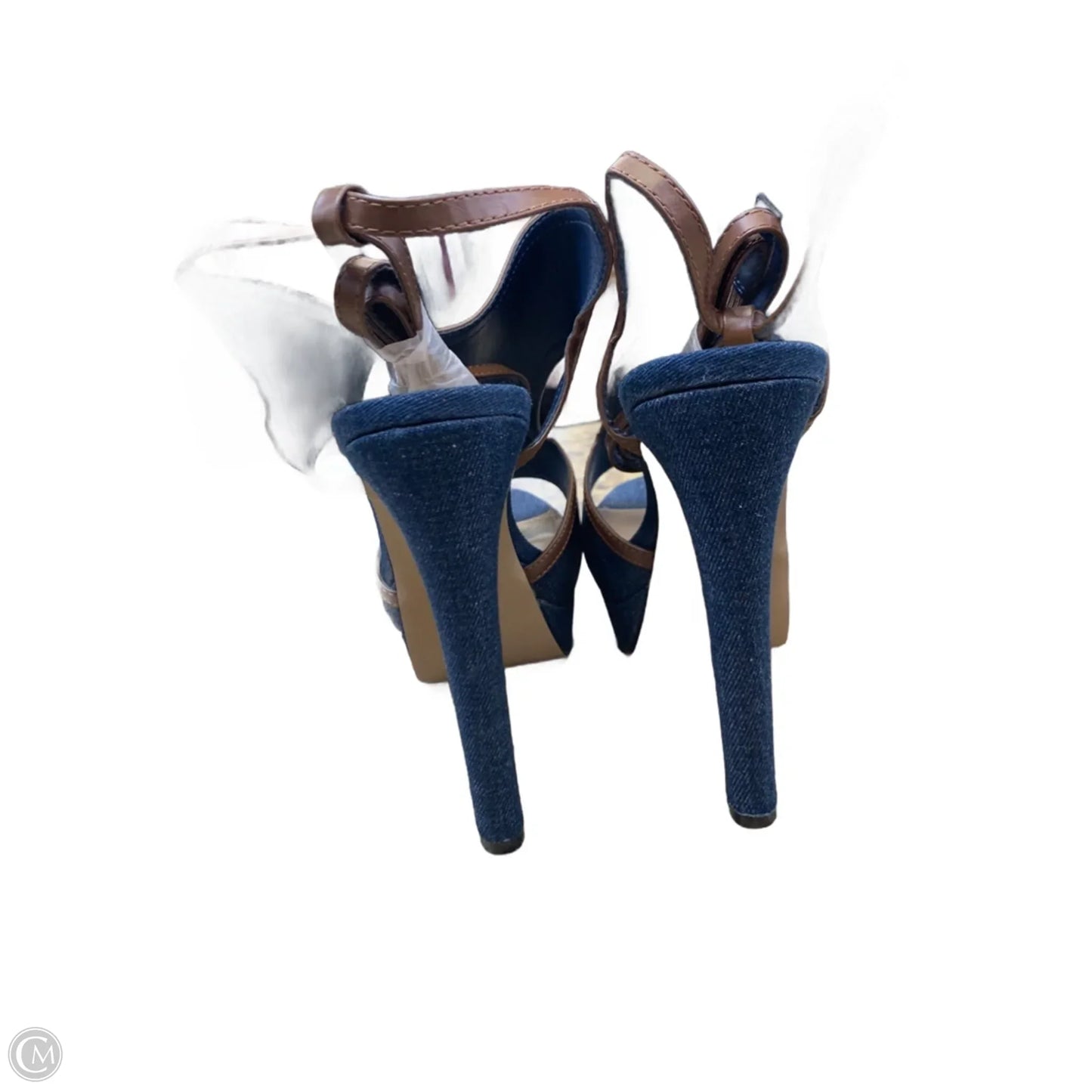 Sandals Heels Platform By Shoedazzle In Blue Denim, Size: 10