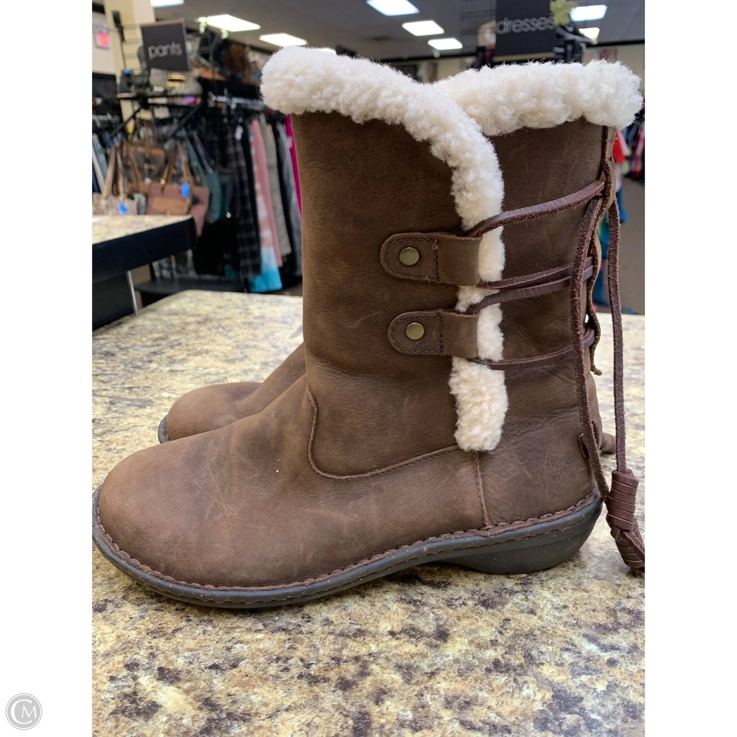 Boots Designer By Ugg In Brown, Size: 7