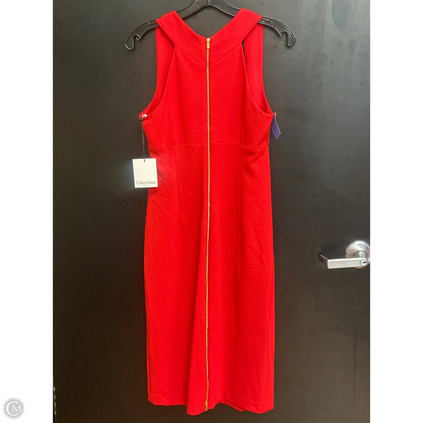 Dress Casual Midi By Calvin Klein In Red, Size: 8