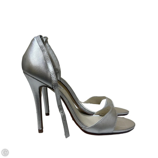 Sandals Heels Stiletto By Steve Madden In Silver, Size: 8.5