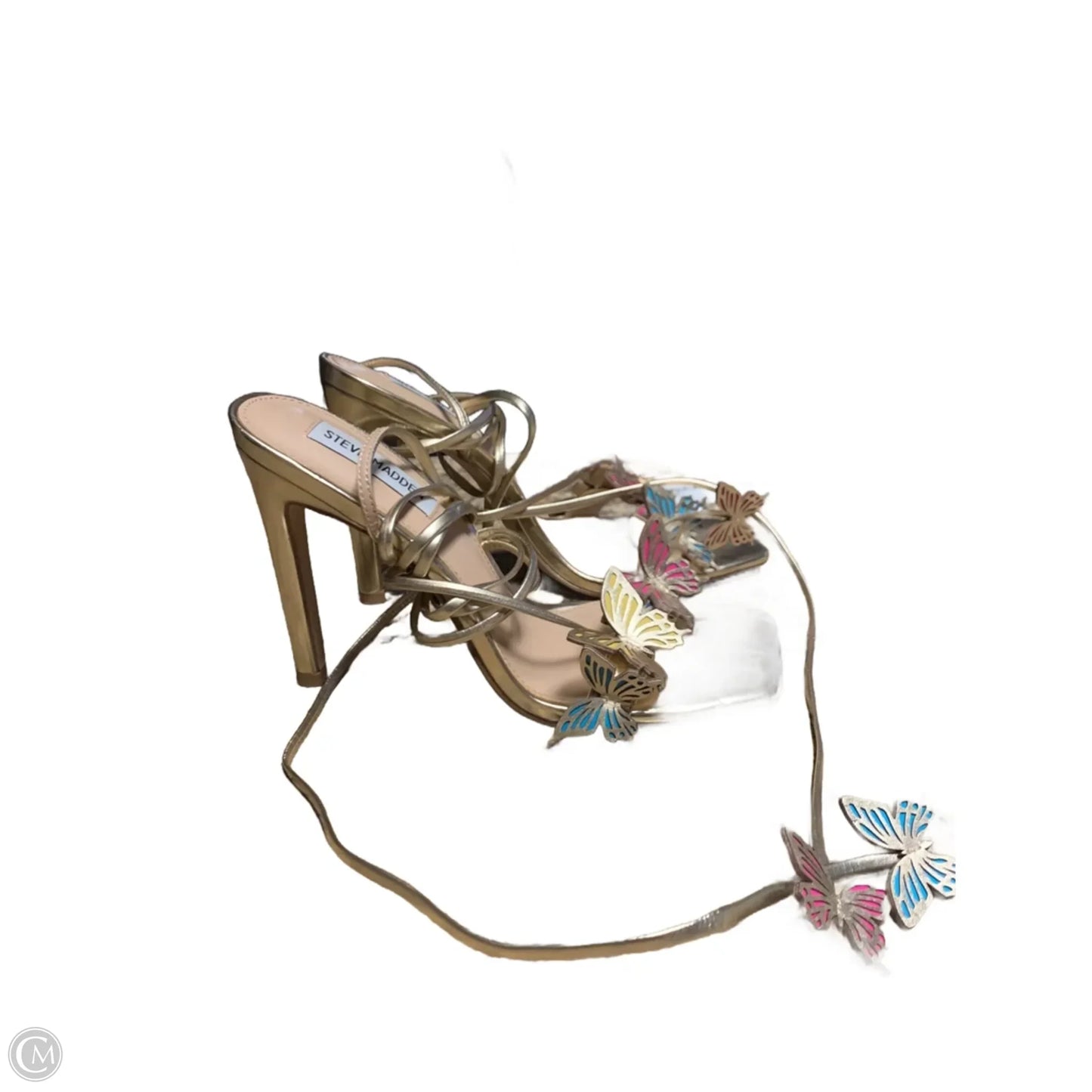 Sandals Heels Stiletto By Steve Madden In Gold, Size: 8