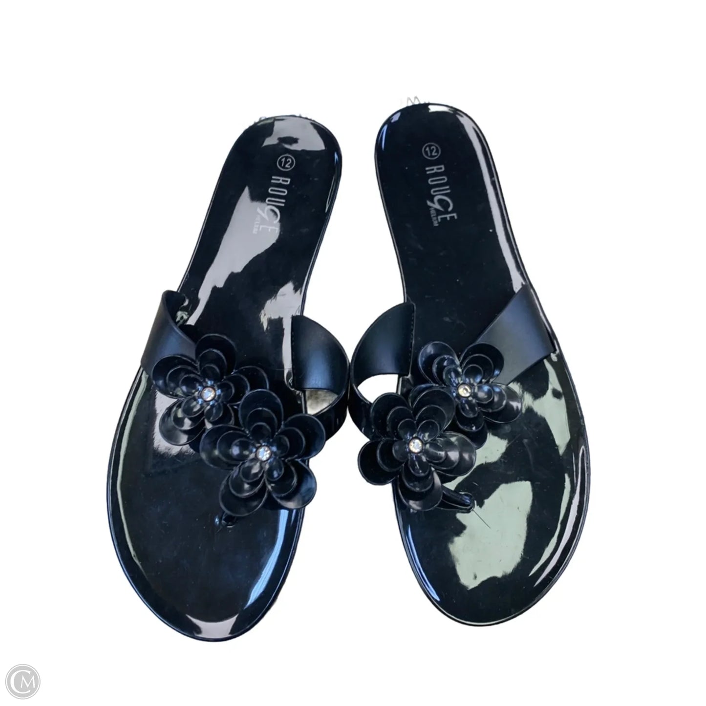 Sandals Flip Flops By Rouge In Black, Size: 12