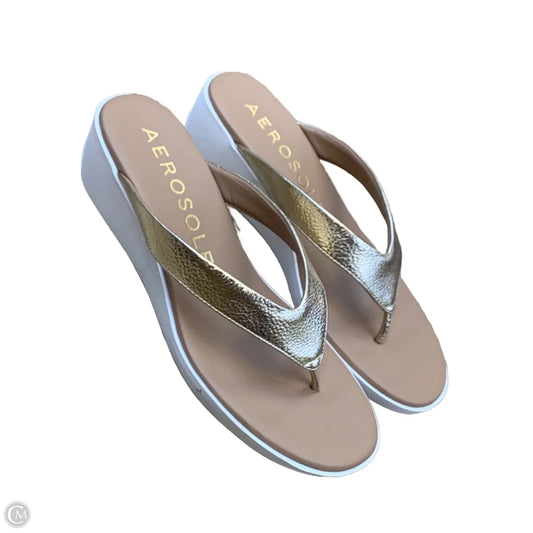 Sandals Flip Flops By Aerosoles In Gold, Size: 9