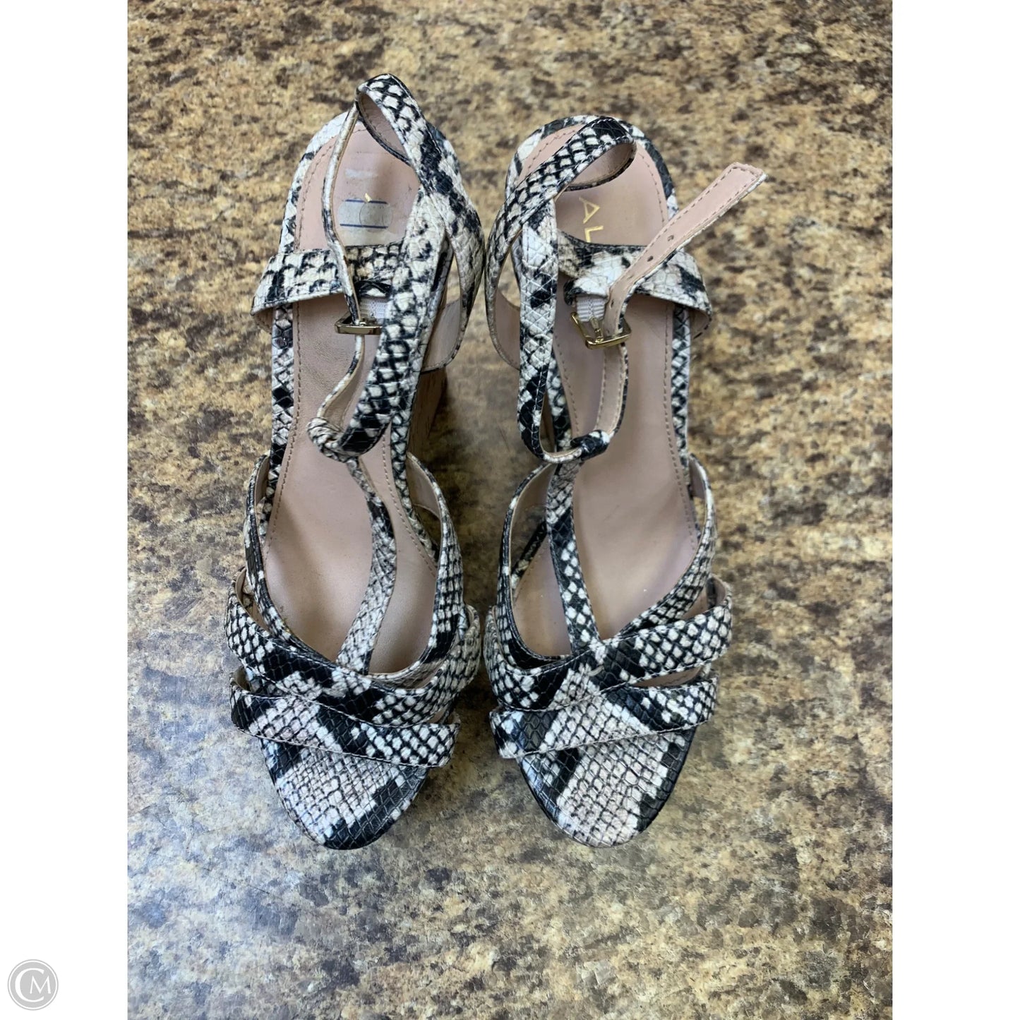 Sandals Heels Wedge By Aldo In Snakeskin Print, Size: 8