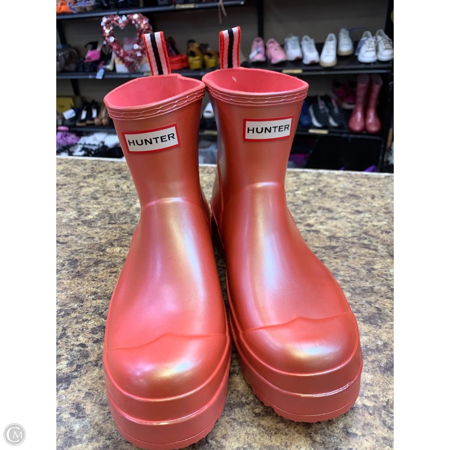 Boots Rain By Hunter In Coral, Size: 9