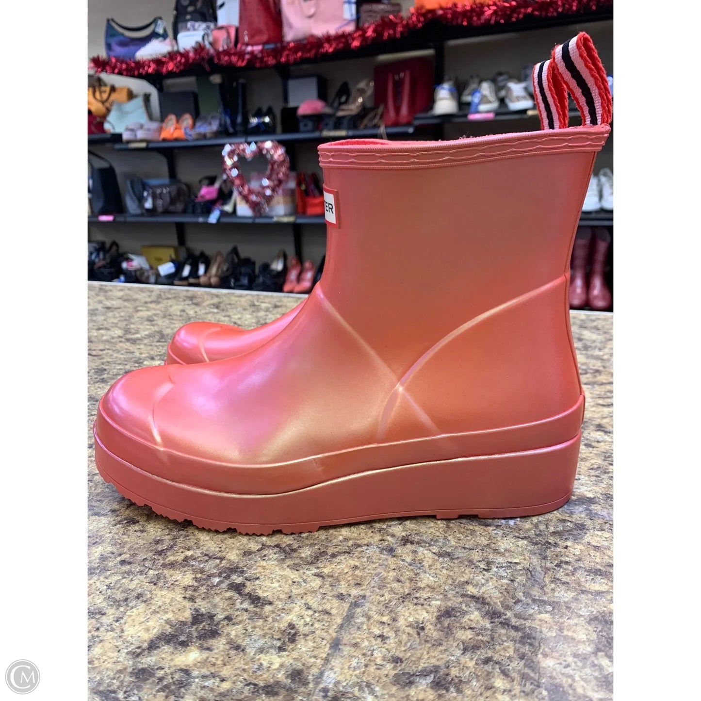 Boots Rain By Hunter In Coral, Size: 9