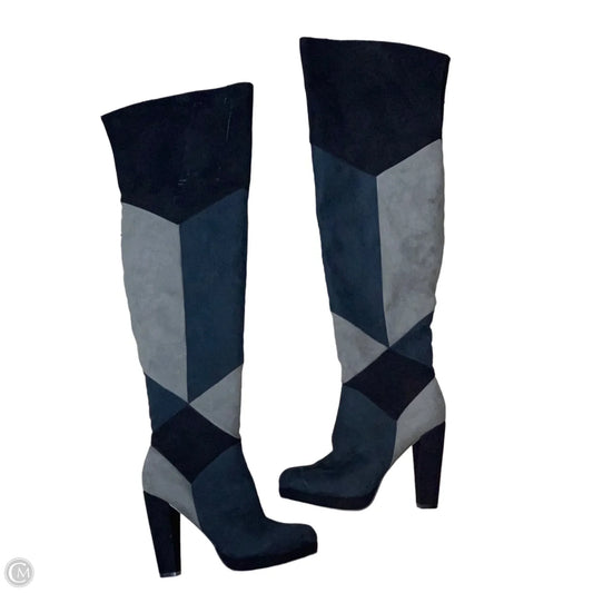 Boots Knee Heels By Madden Girl In Black & Grey, Size: 7.5