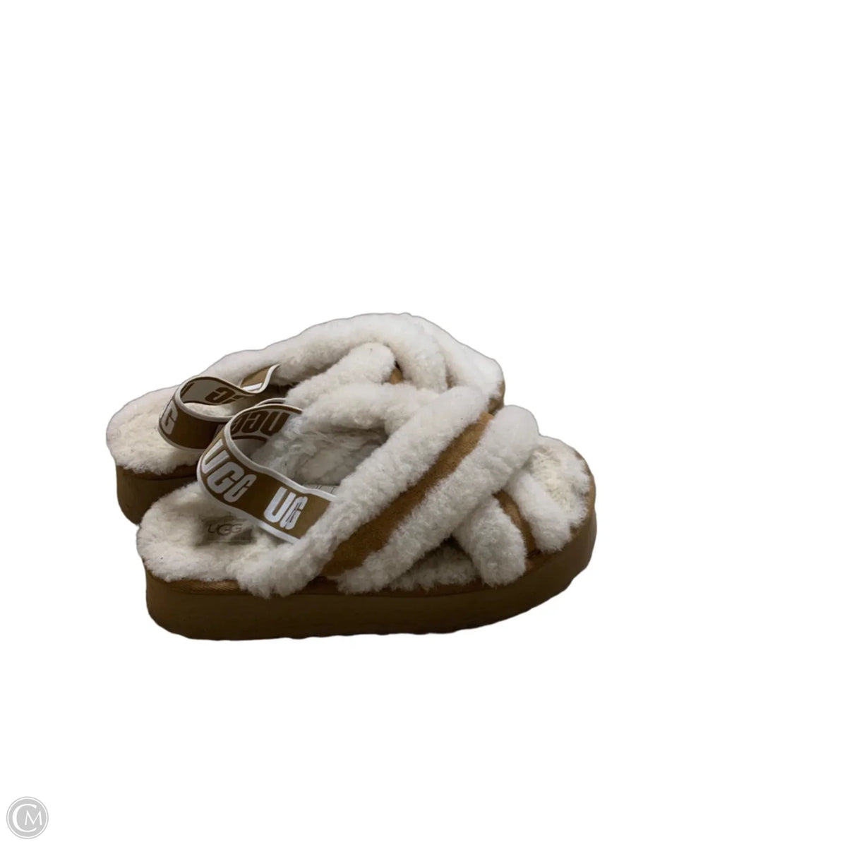 Slippers Designer By Ugg In Brown & Cream, Size: 8