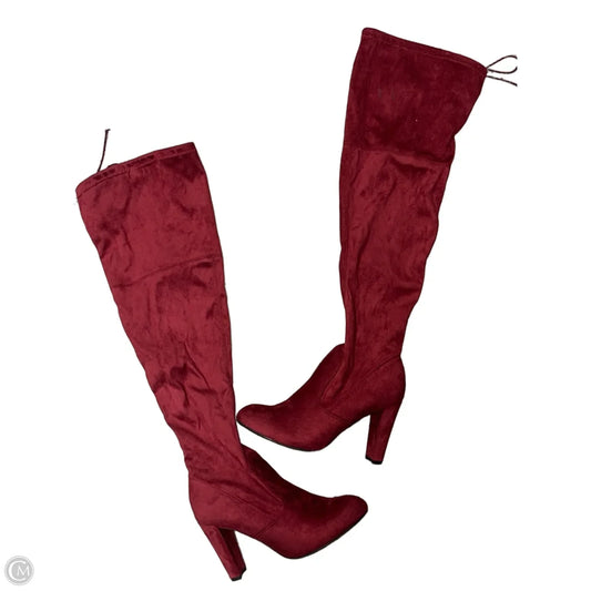 Boots Knee Heels By Cmf In Red, Size: 10