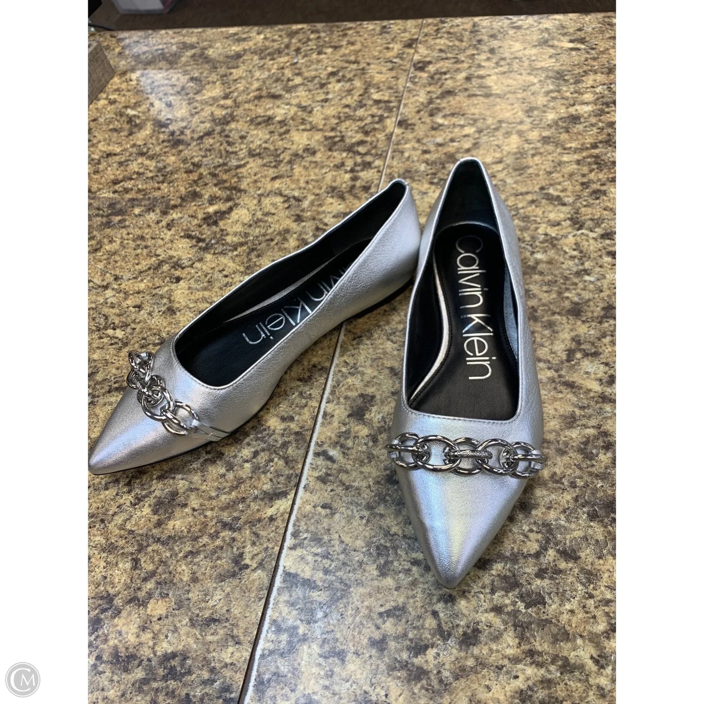 Shoes Flats By Calvin Klein In Silver, Size: 7