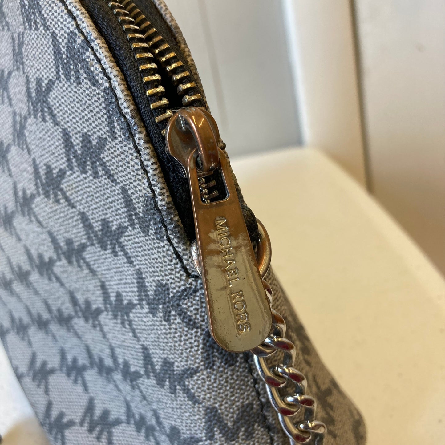 Crossbody Designer By Michael Kors In Grey, Size:Small