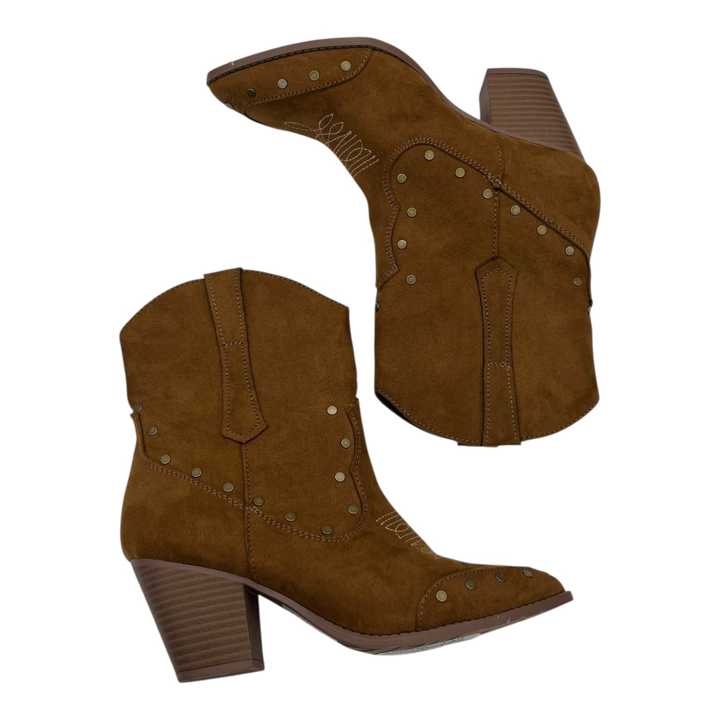 Boots Ankle Heels By Qupid In Brown, Size:7