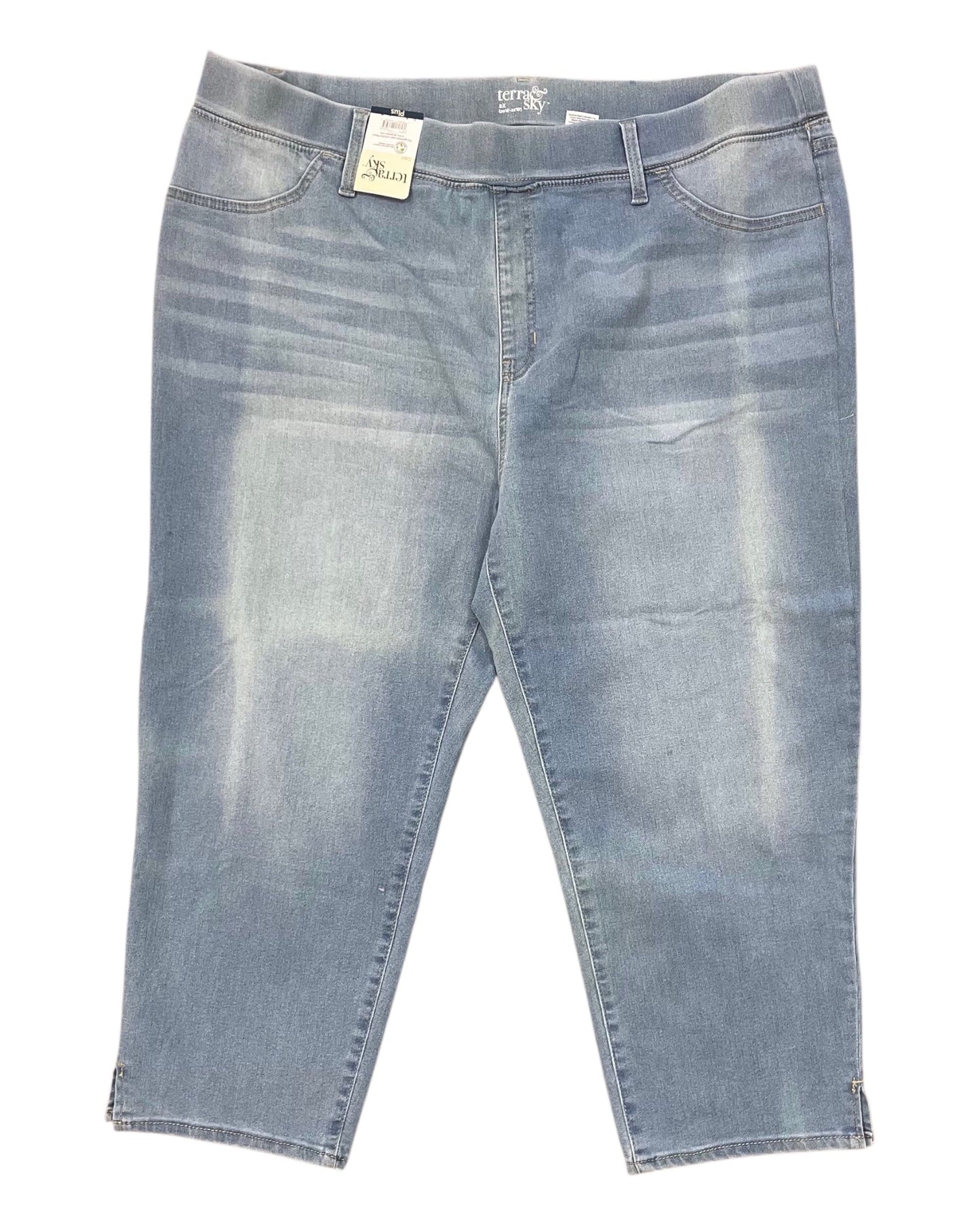 Jeans Cropped By Terra & Sky In Blue Denim, Size:20