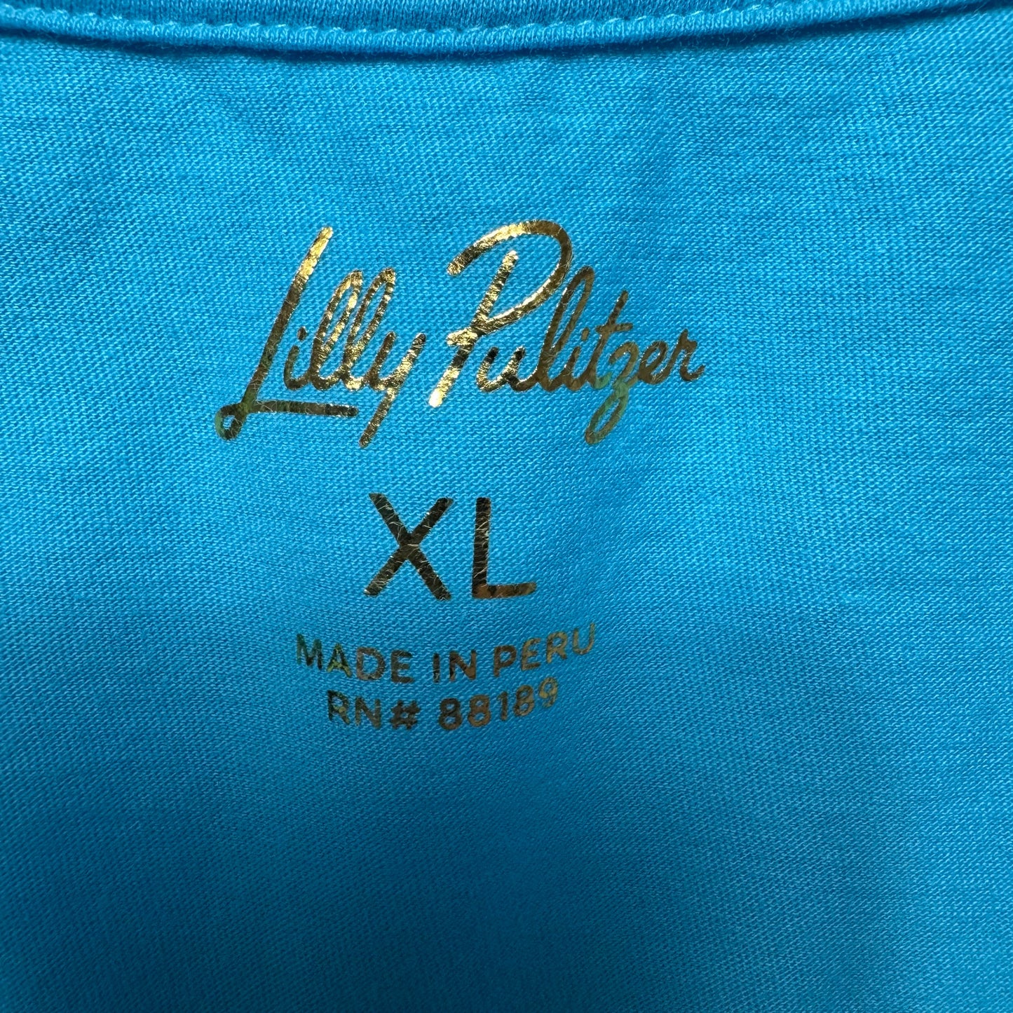 Top Short Sleeve Designer By Lilly Pulitzer In Aqua, Size: Xl