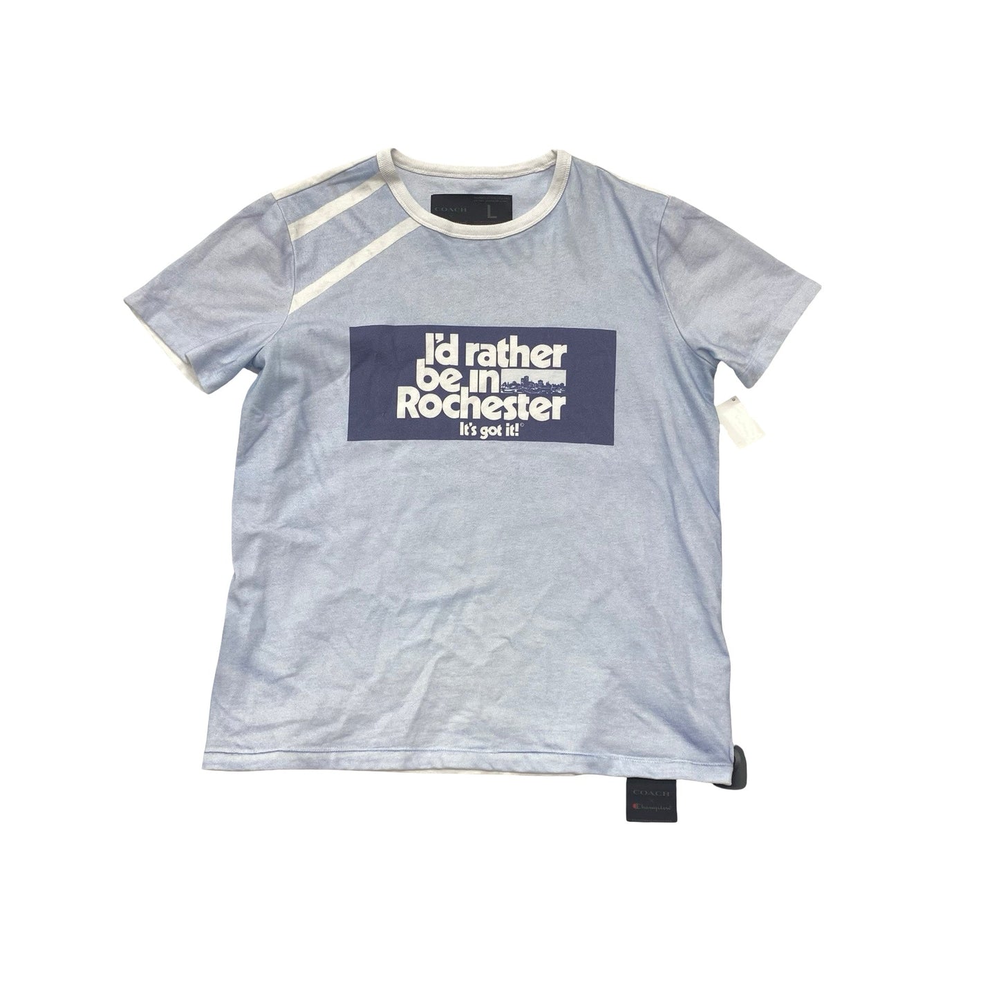 Top Ss Designer By Coach In Blue & White, Size:L