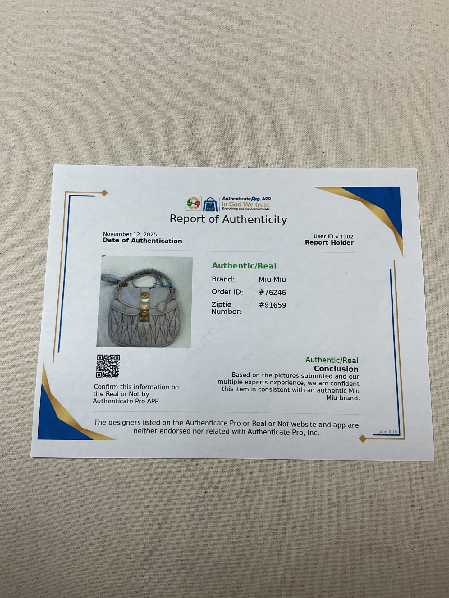 Handbag Luxury Designer By Miu Miu In Purple, Size:Large