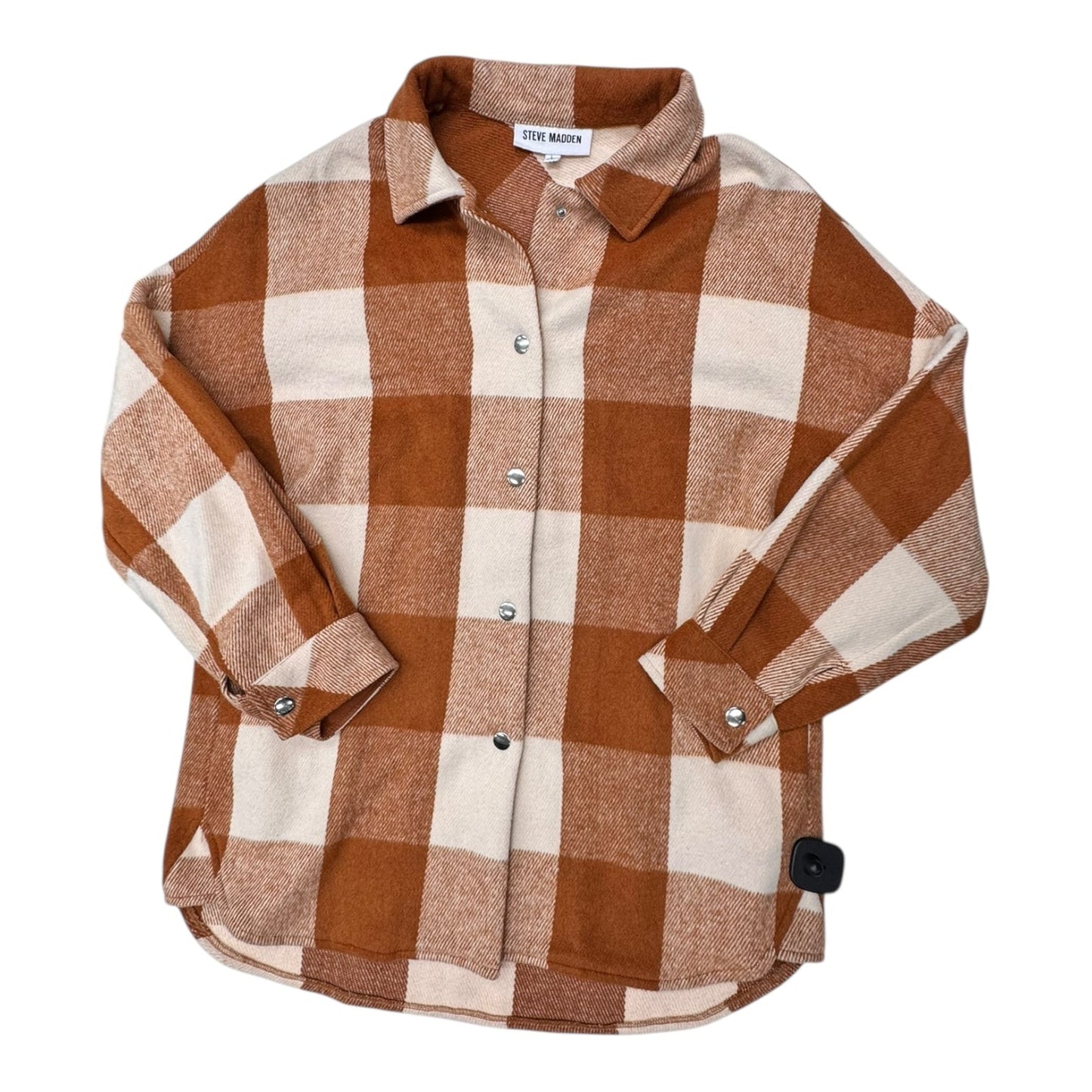 Jacket Shirt By Steve Madden In Checkered Pattern, Size:L