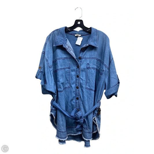 Top Short Sleeve By Pilcro In Blue Denim, Size: L
